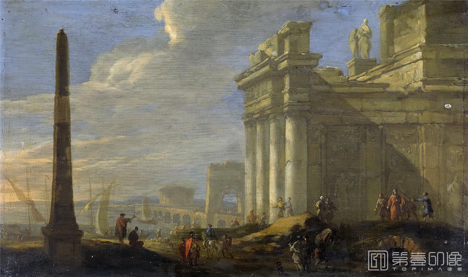 油画-荷兰阿姆斯特丹国家美术馆-Ulft Jacob van der Italiaans havengezicht 1650 - 1689